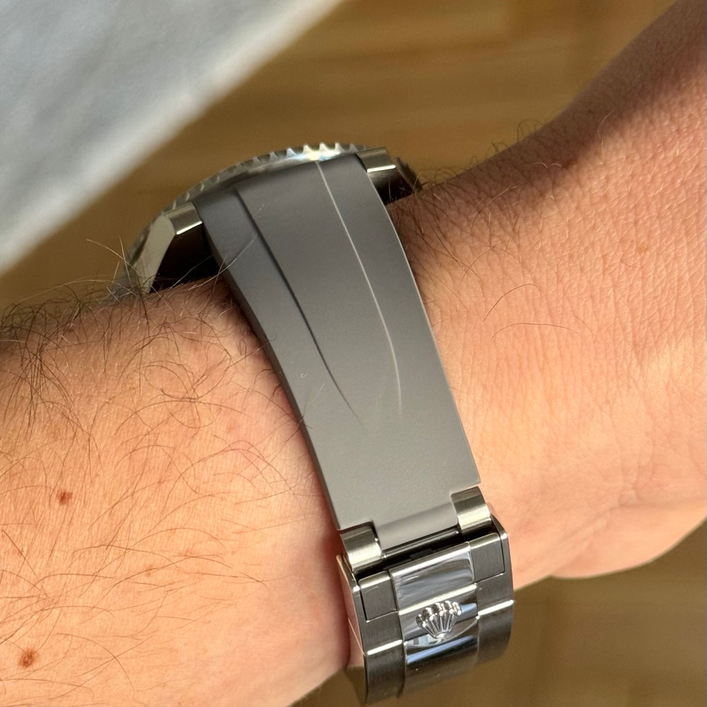 FKM Vulcanized Grey Rubber strap for Rolex Deployant buckle