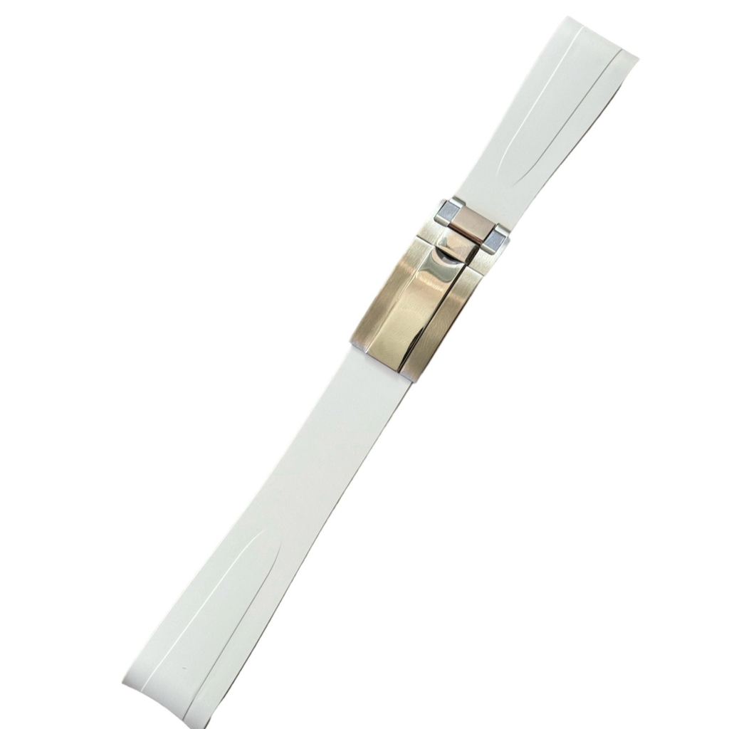 Rolex deployant rubber strap, FKM vulcanized rubber, White