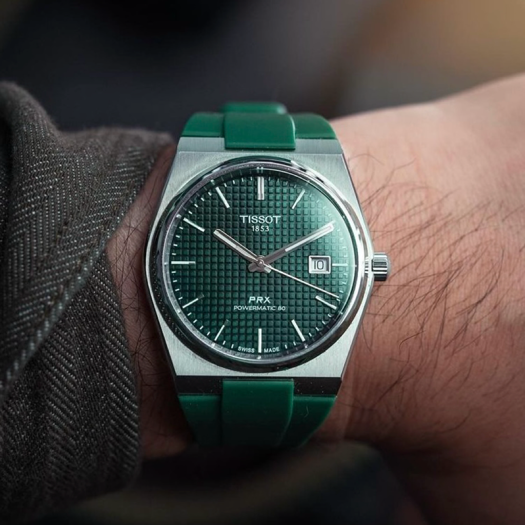 Tissot prx rubber strap, 40mm & 35mm tissot prx , green tempomat madrid