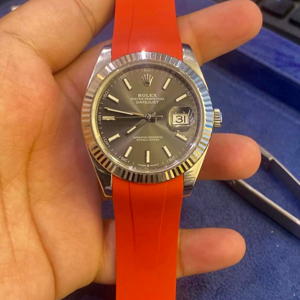 Tempomat Madrid, 21mm FKM Vulcanized Red rubber strap for rolex, 21mm FKM Vulcanized rubber strap for omega