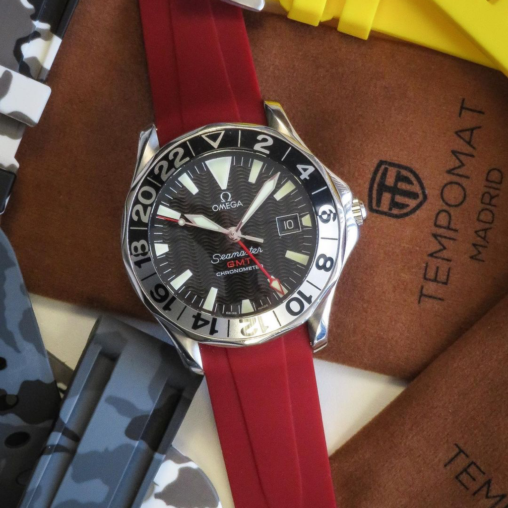 Tempomat Madrid, 20mm Red Bordeaux rubber strap for rolex, 20mm rubber strap for omega