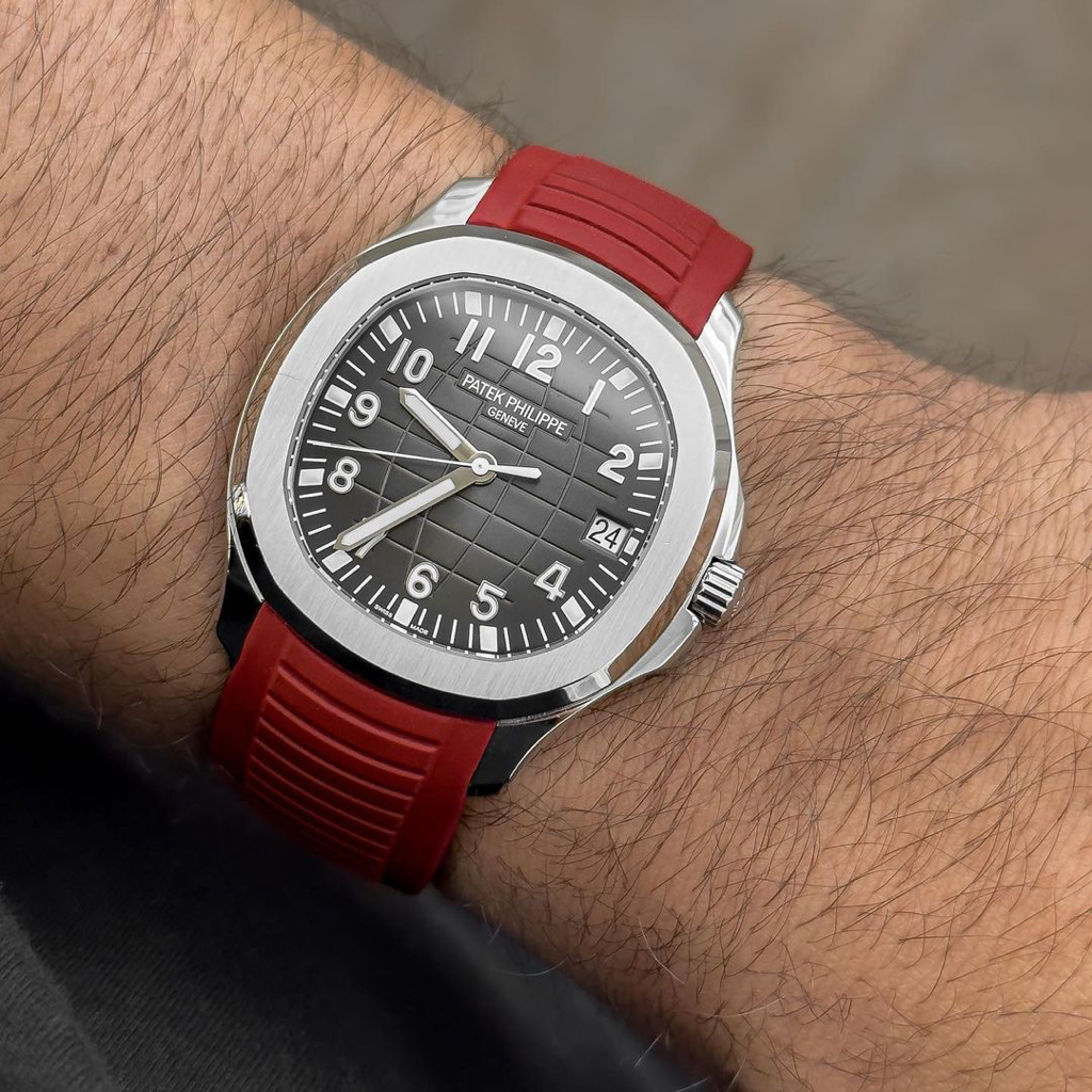 Tempomat Madrid, Red Bordeaux FKM Vulcanized Rubber Strap for Patek Philippe Aquanaut