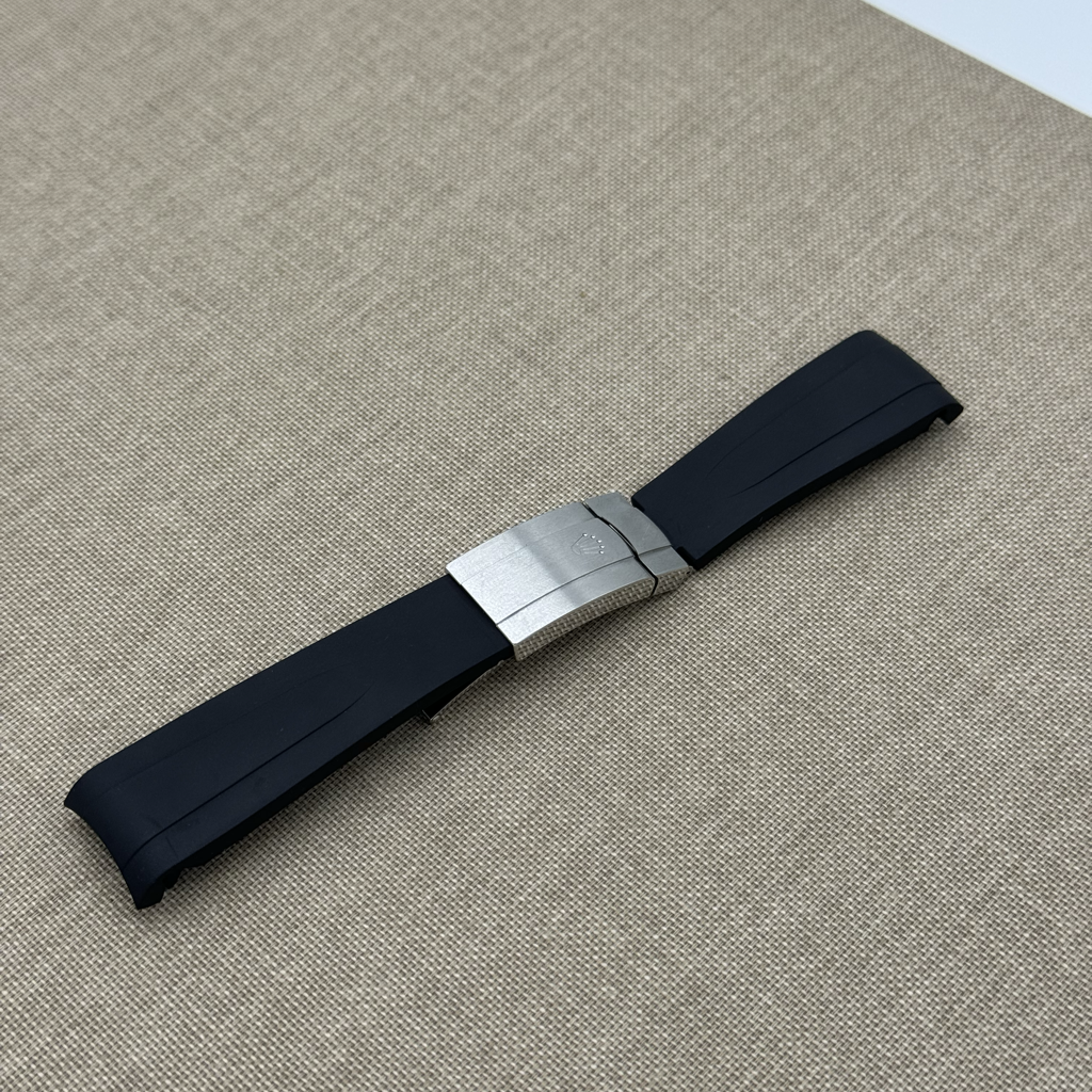 Rolex deployant rubber strap, FKM vulcanized rubber, Black