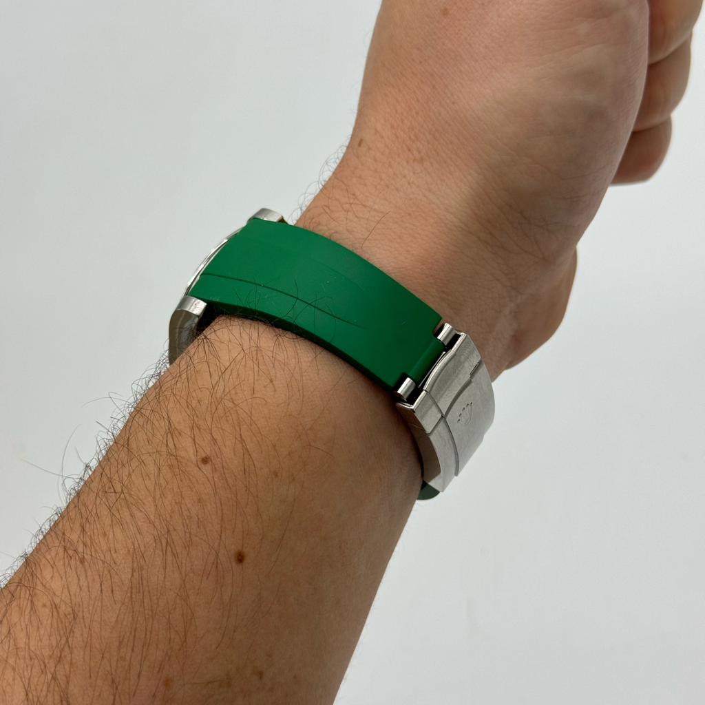 Rolex deployant rubber strap, FKM vulcanized rubber, Royal Green