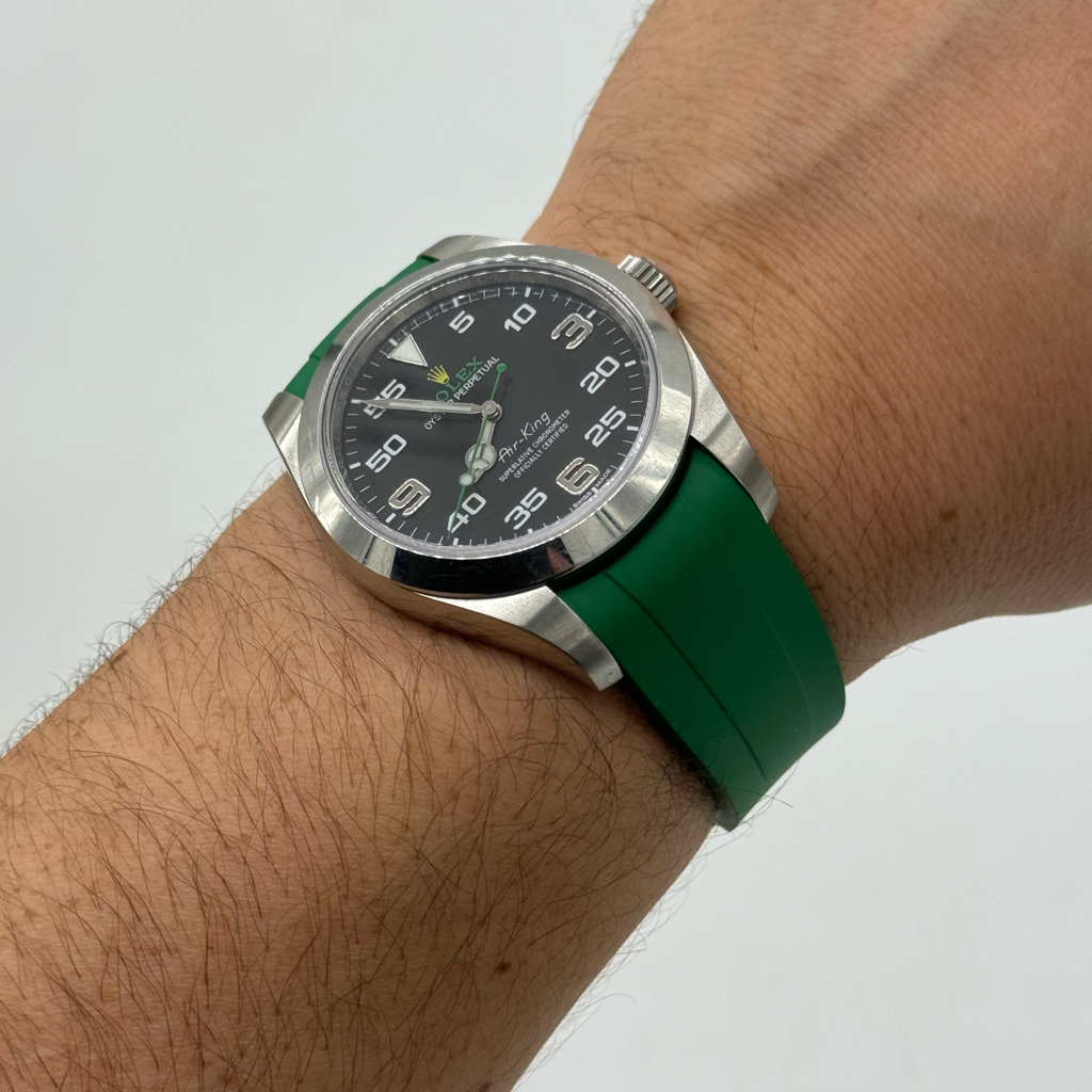 Rolex deployant rubber strap, FKM vulcanized rubber, Royal Green