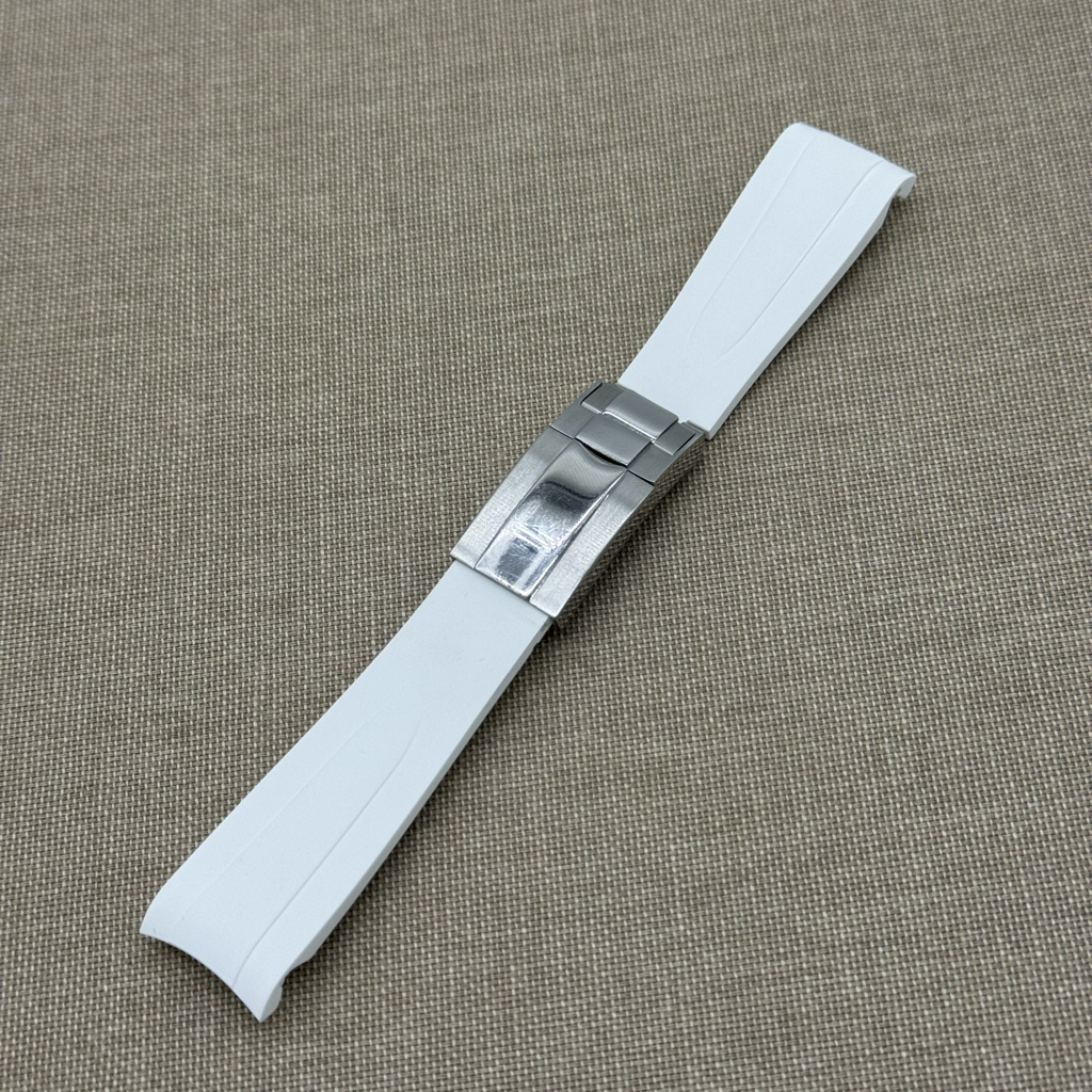 Rolex deployant rubber strap, FKM vulcanized rubber, White