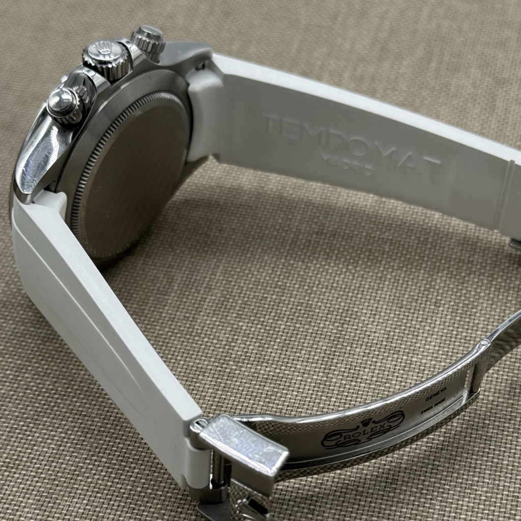Rolex deployant rubber strap, FKM vulcanized rubber, White