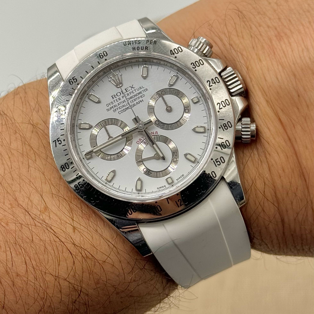 Rolex deployant rubber strap, FKM vulcanized rubber, White