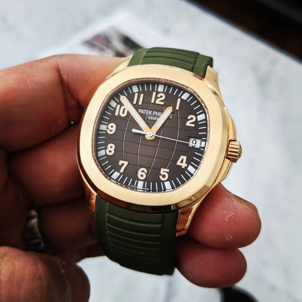 Tempomat Madrid, Khaki Green FKM Vulcanized Rubber Strap for Patek Philippe Aquanaut