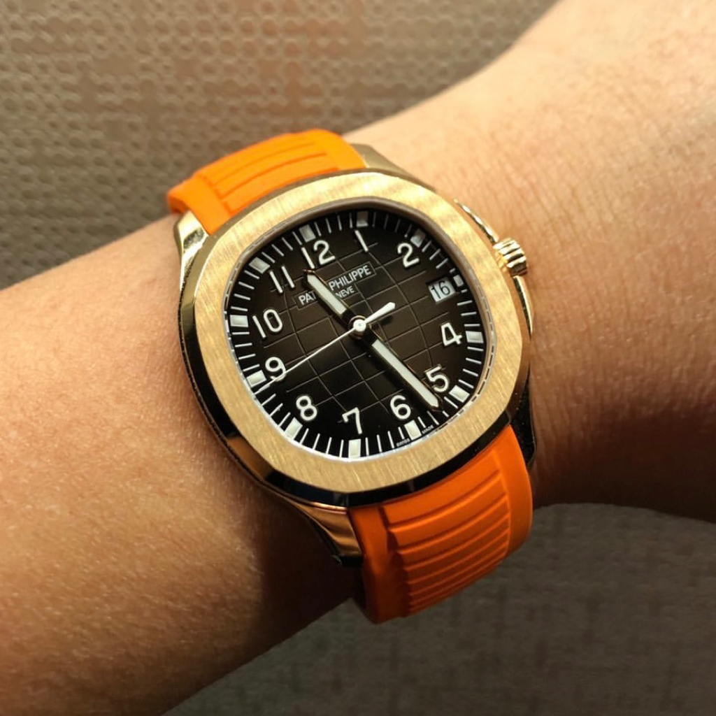 Tempomat Madrid, Orange FKM Vulcanized Rubber Strap for Patek Philippe Aquanaut