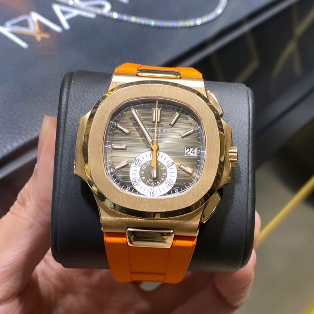 Tempomat Madrid, Orange FKM Vulcanized Rubber Strap for Patek Philippe Nautilus