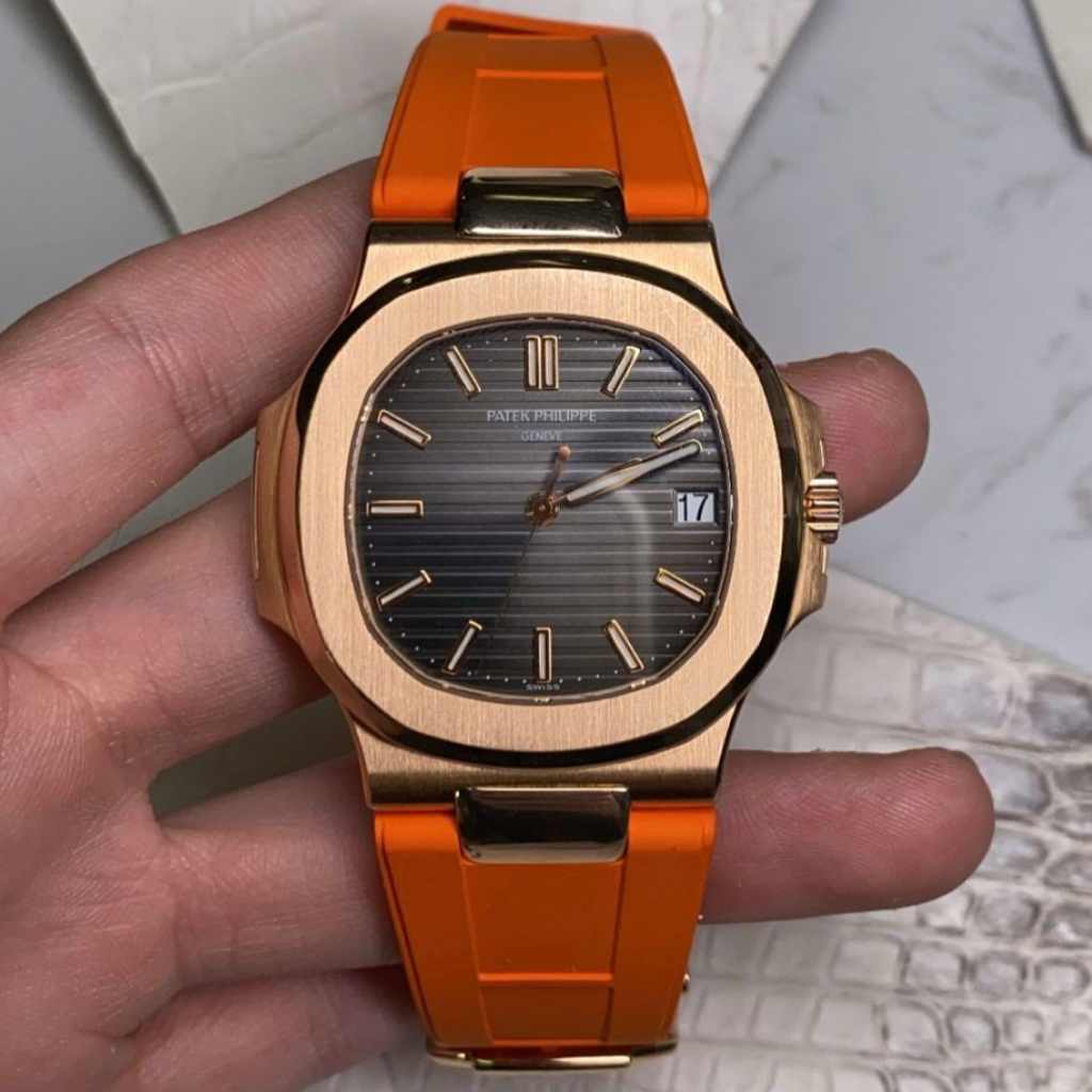 Tempomat Madrid, Orange FKM Vulcanized Rubber Strap for Patek Philippe Nautilus