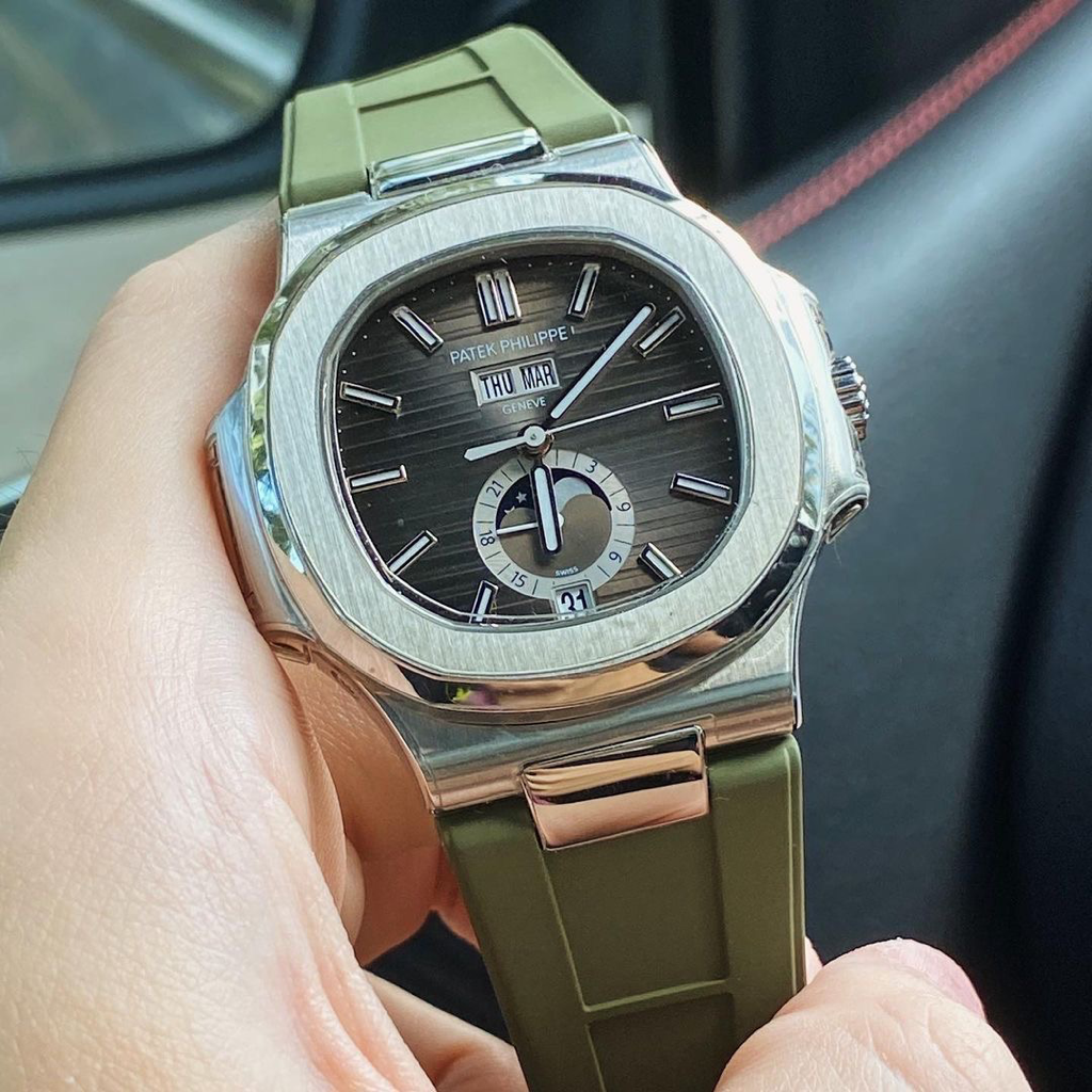 Tempomat Madrid, Khaki Green FKM Vulcanized Rubber Strap for Patek Philippe Nautilus