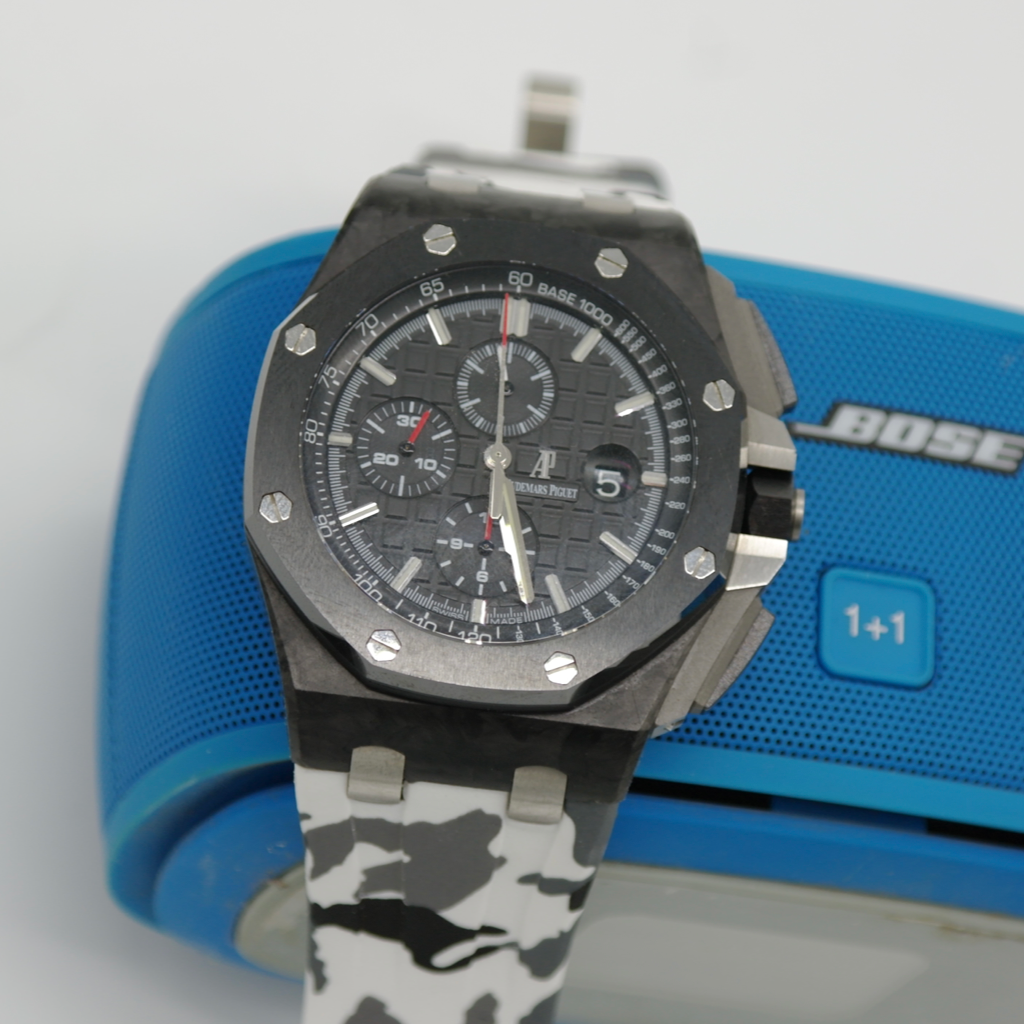 Tempomat Madrid, White Camouflage Rubber Strap for Audemars Piguet, royal oak offshore 44mm