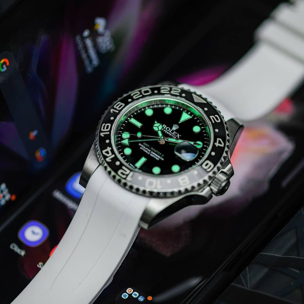 Tempomat Madrid, 20mm white rubber strap for rolex, 20mm rubber strap for omega