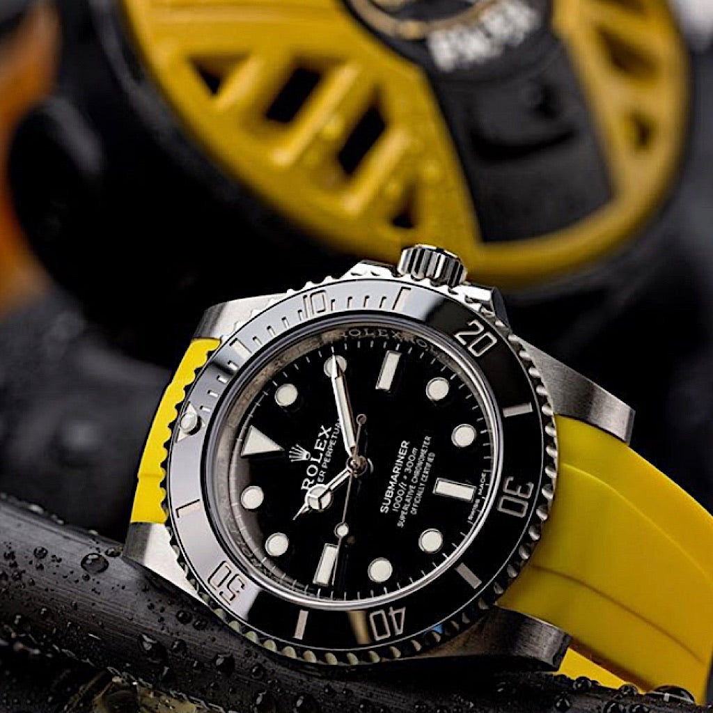 Tempomat Madrid, 20mm Yellow rubber strap for rolex, 20mm rubber strap for omega