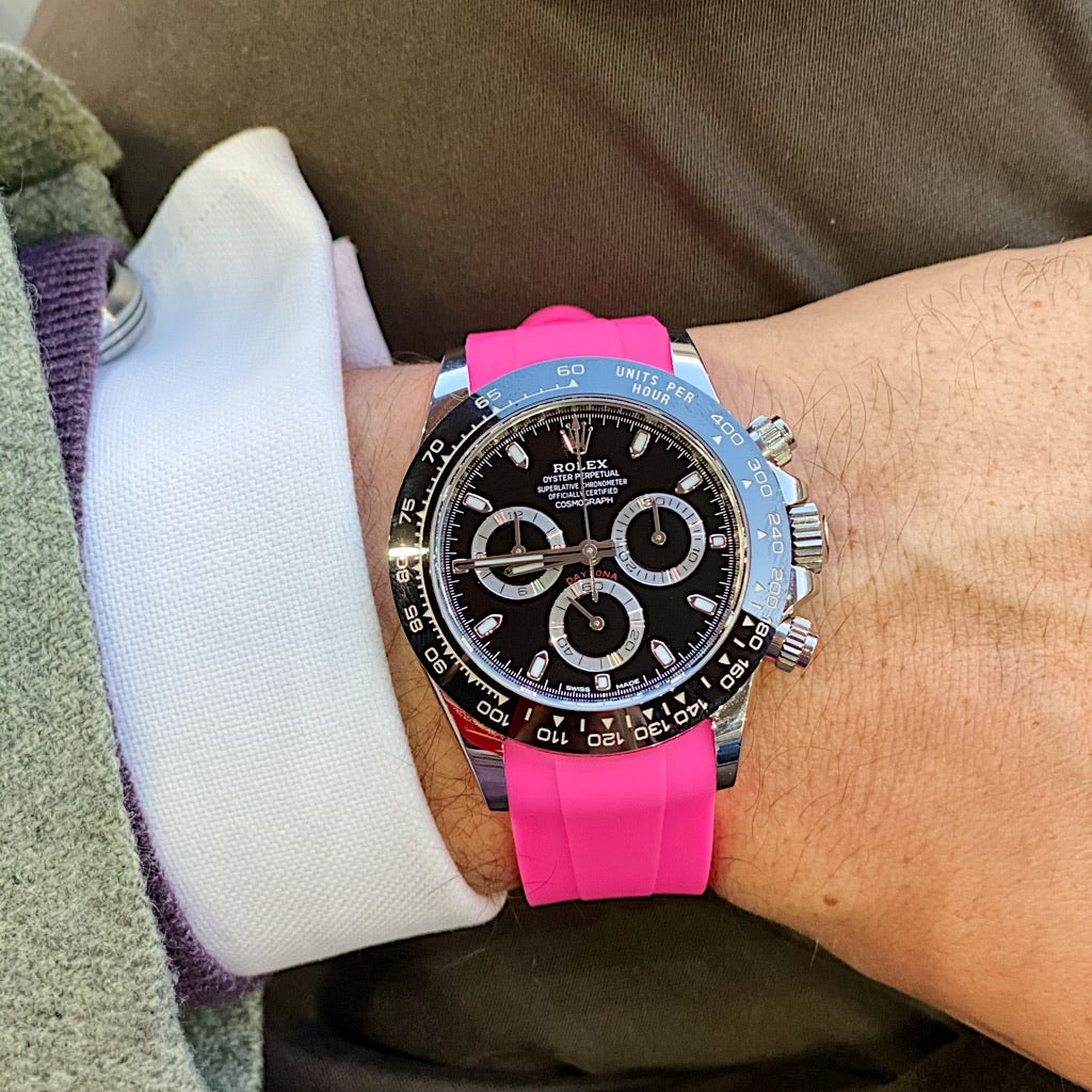 Tempomat Madrid, 20mm Pink rubber strap for rolex, 20mm rubber strap for omega