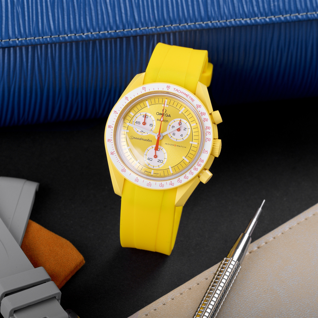 Tempomat Madrid, 20mm Yellow rubber strap for rolex, 20mm rubber strap for omega