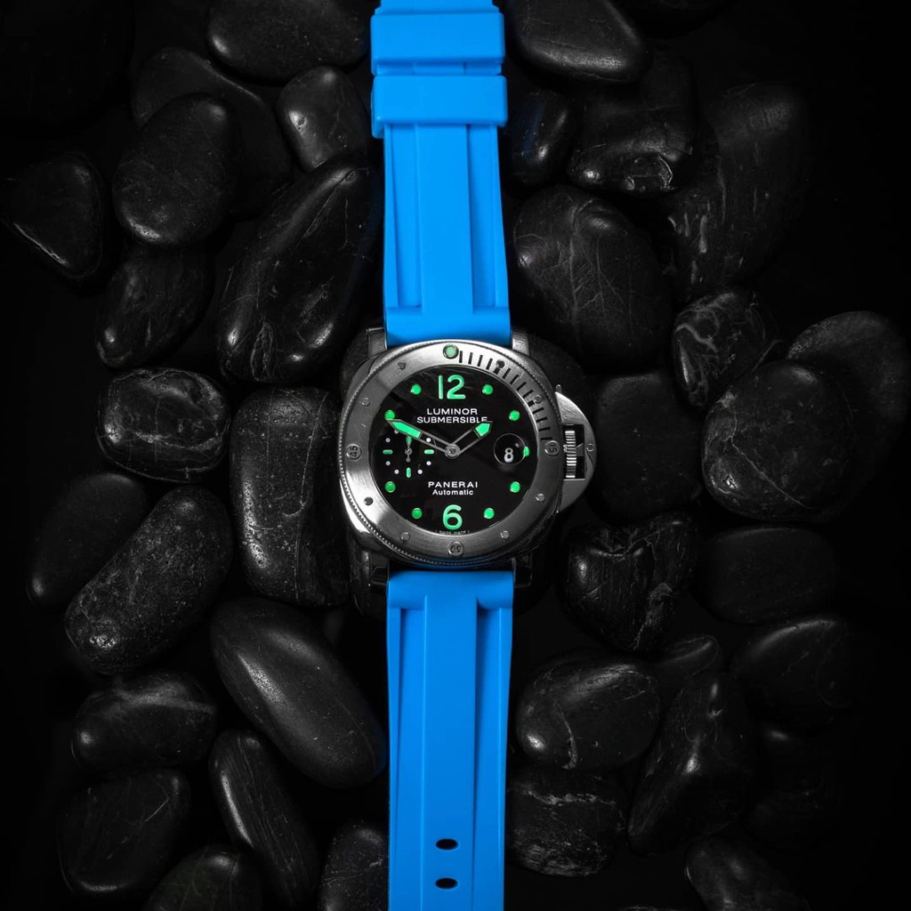 Tempomat Madrid, Blue Miami / Blue Marbella Rubber Strap for Panerai, Seiko, Breitling, Tag Heuer Universal 24mm