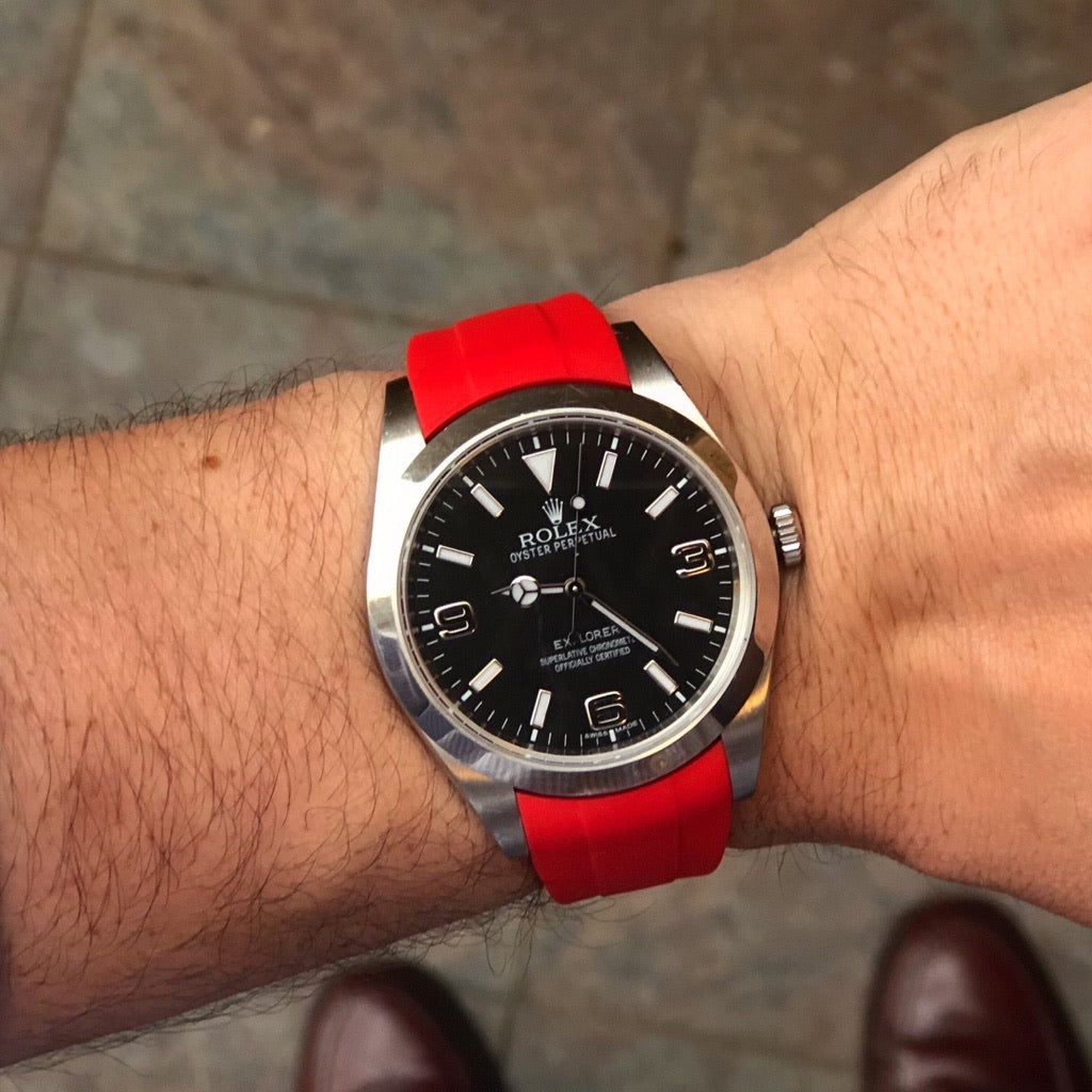 Tempomat Madrid, 20mm Red rubber strap for rolex, 20mm rubber strap for omega