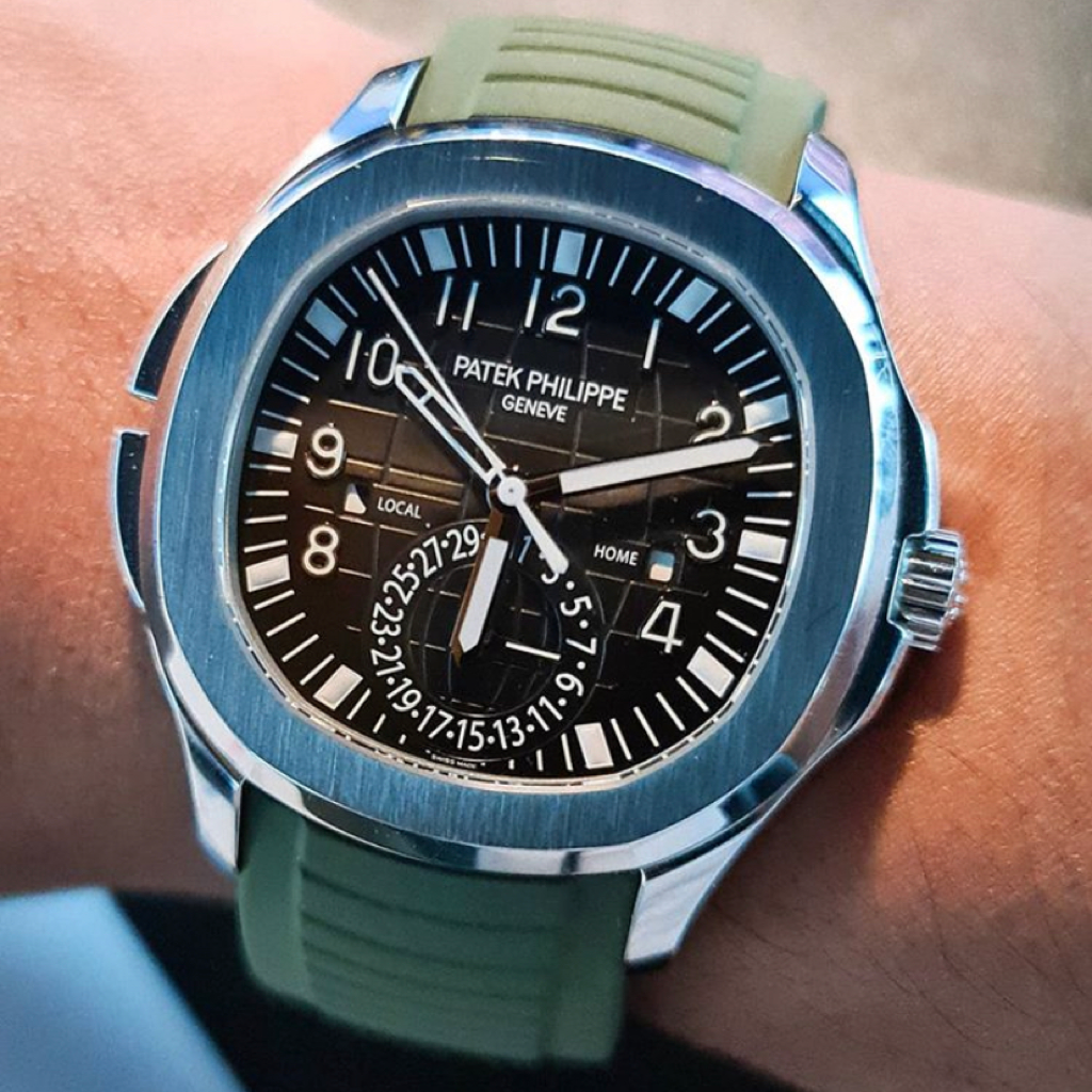 Tempomat Madrid, Khaki Green FKM Vulcanized Rubber Strap for Patek Philippe Aquanaut