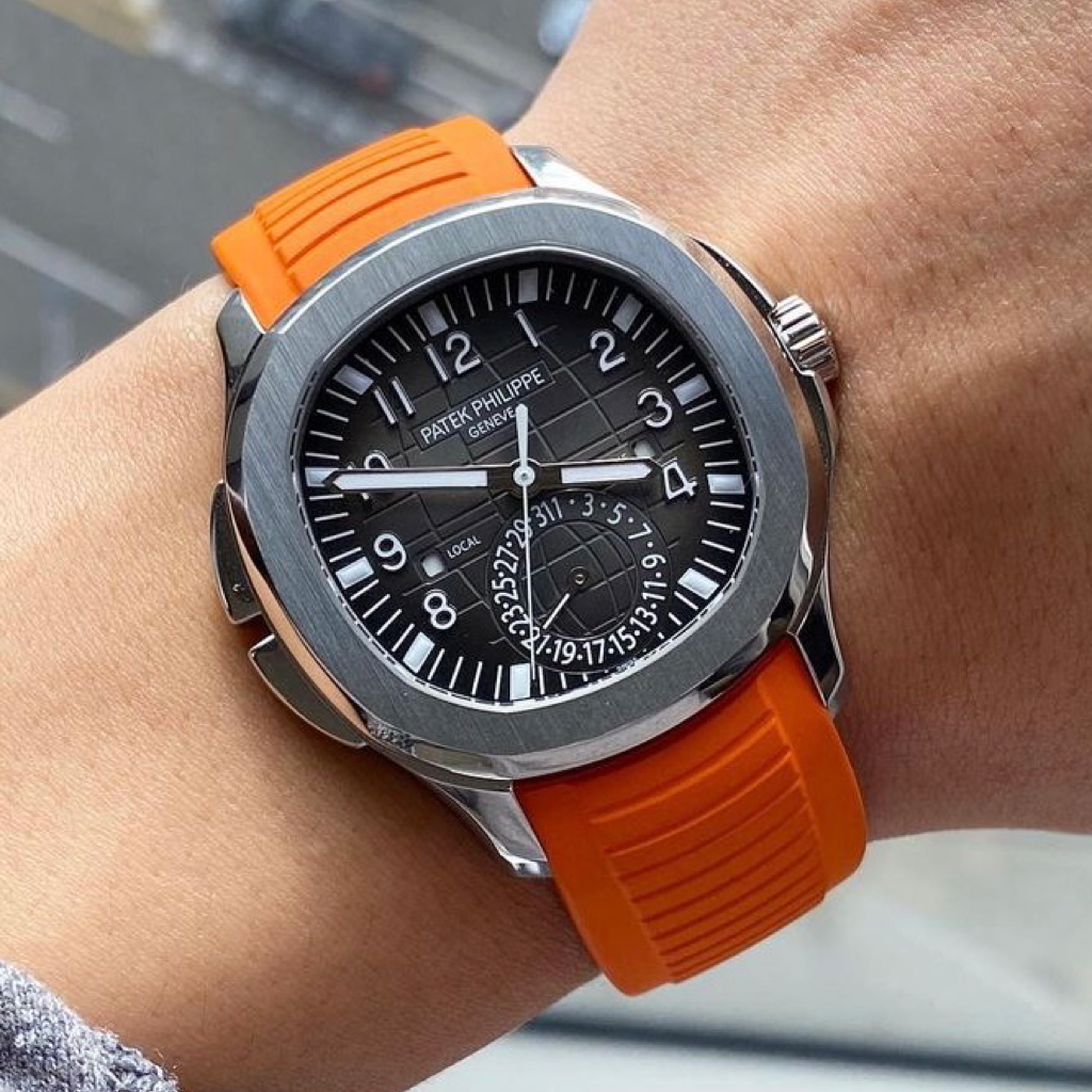 Tempomat Madrid, Orange FKM Vulcanized Rubber Strap for Patek Philippe Aquanaut