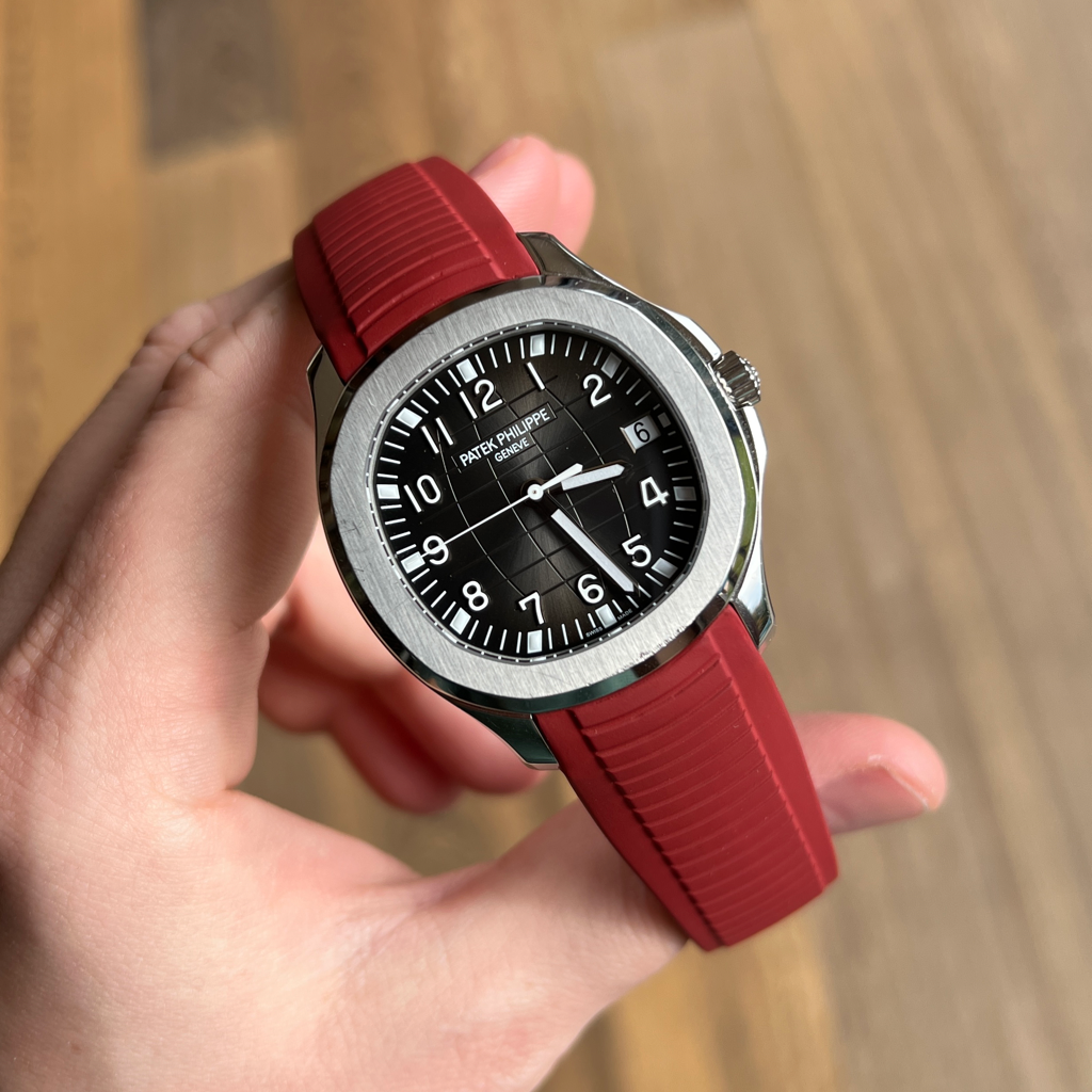 Tempomat Madrid, Red Bordeaux FKM Vulcanized Rubber Strap for Patek Philippe Aquanaut