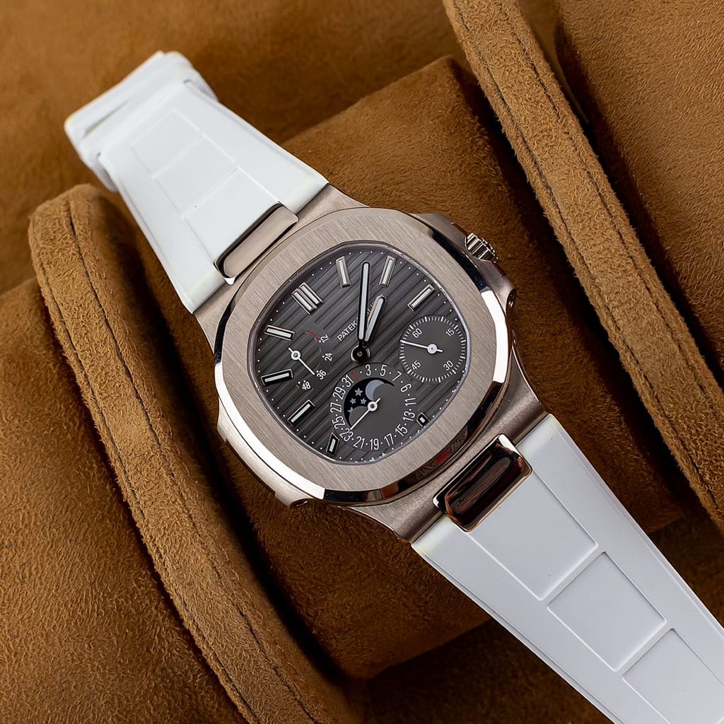 Tempomat Madrid, White FKM Vulcanized Rubber Strap for Patek Philippe Nautilus