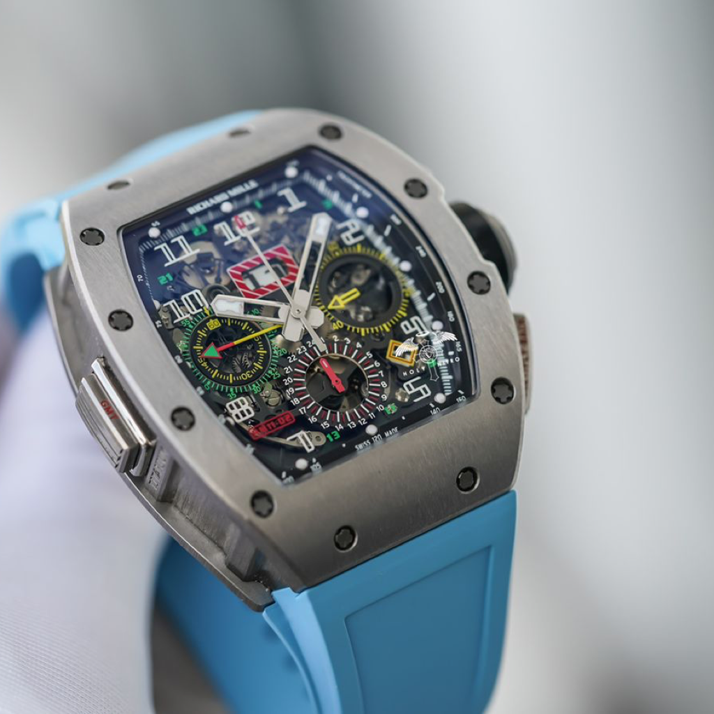 Richard Mille rubber straps, RM11, Miami Blue FKM Vulcanized rubber