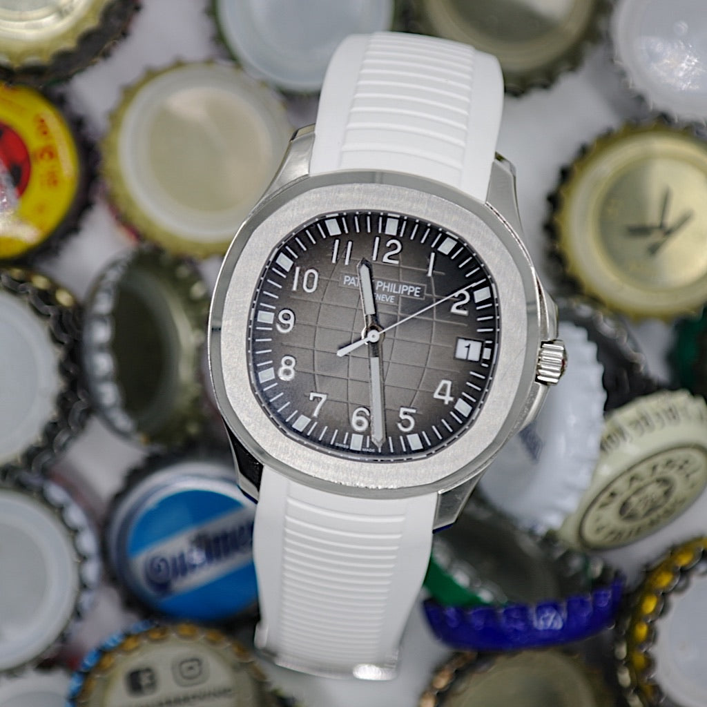 Tempomat Madrid, White FKM Vulcanized Rubber Strap for Patek Philippe Aquanaut