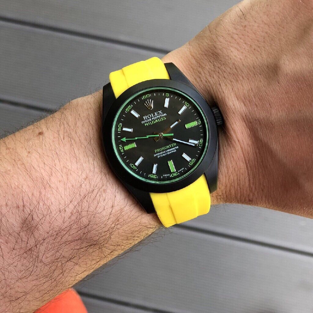 Tempomat Madrid, 20mm Yellow rubber strap for rolex, 20mm rubber strap for omega