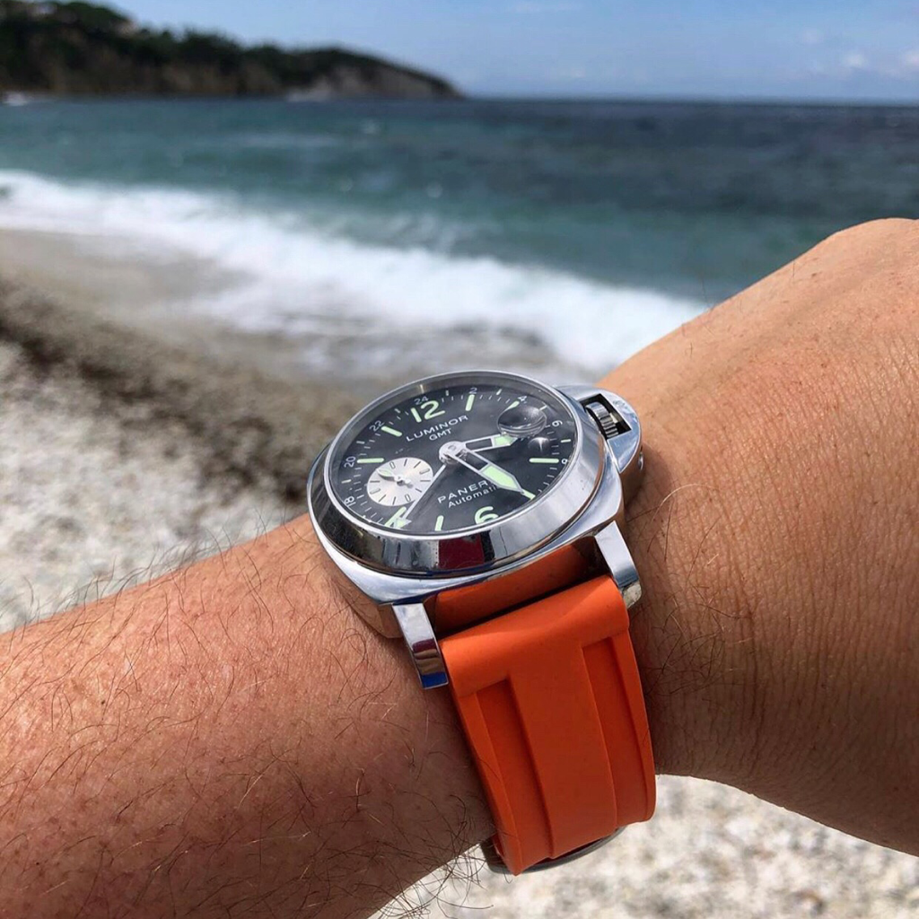 Tempomat Madrid, Orange Rubber Strap for Panerai, Seiko, Breitling, Tag Heuer Universal 24mm