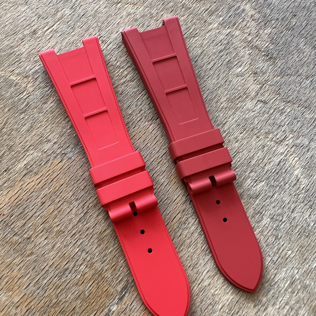 Tempomat Madrid, Flashy Red FKM Vulcanized Rubber Strap for Patek Philippe Nautilus