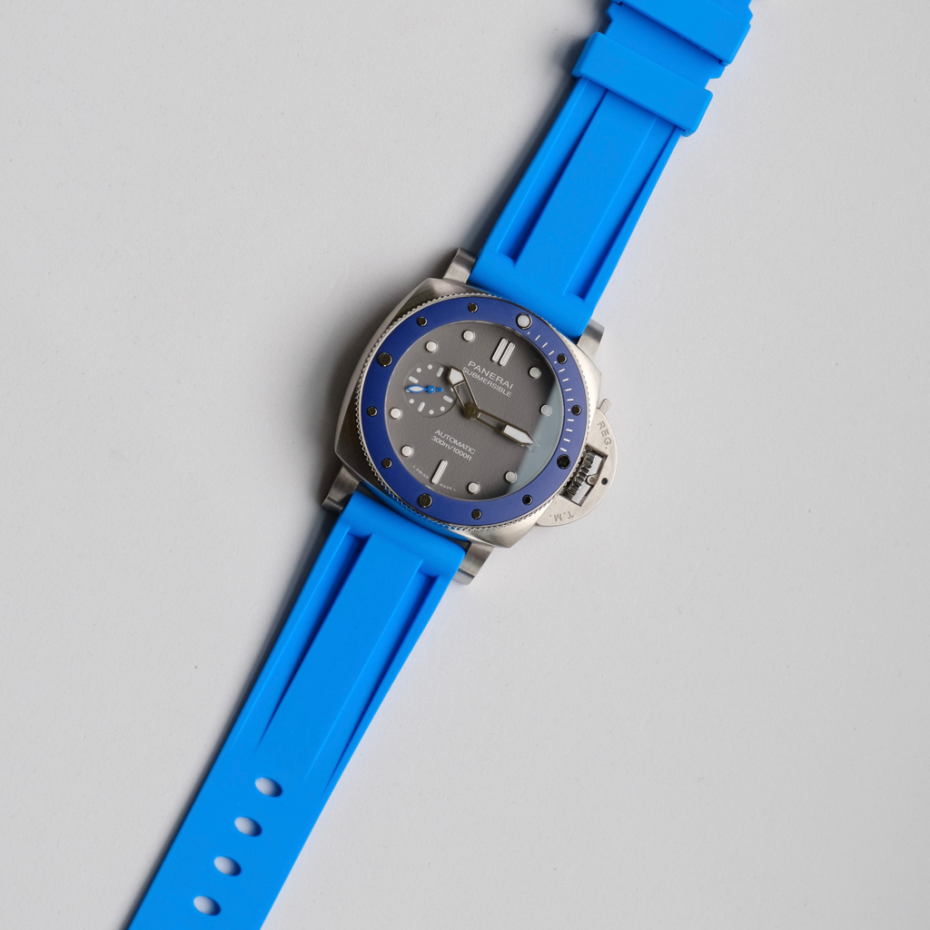 Tempomat Madrid, Blue Miami / Blue Marbella Rubber Strap for Panerai, Seiko, Breitling, Tag Heuer, Tudor, Universal 22mm