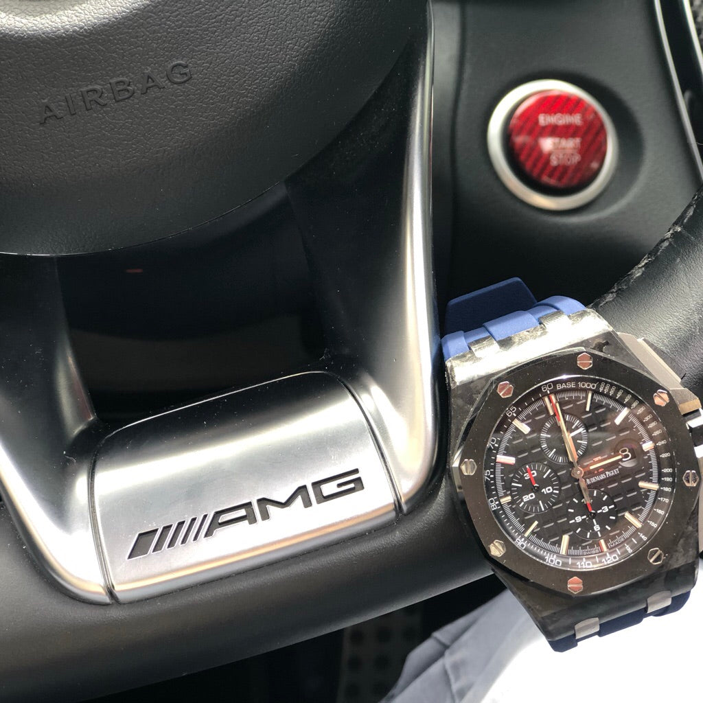 Tempomat Madrid, Navy Blue Rubber Strap for Audemars Piguet, royal oak offshore 44mm