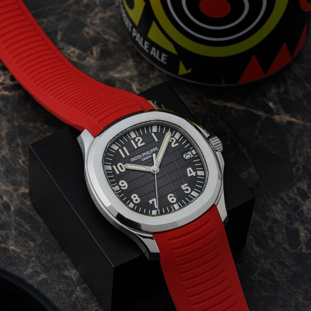 Tempomat Madrid, Red FKM Vulcanized Rubber Strap for Patek Philippe Aquanaut