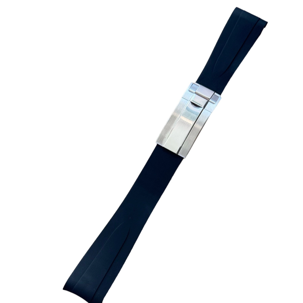 Rolex deployant rubber strap, FKM vulcanized rubber, Black