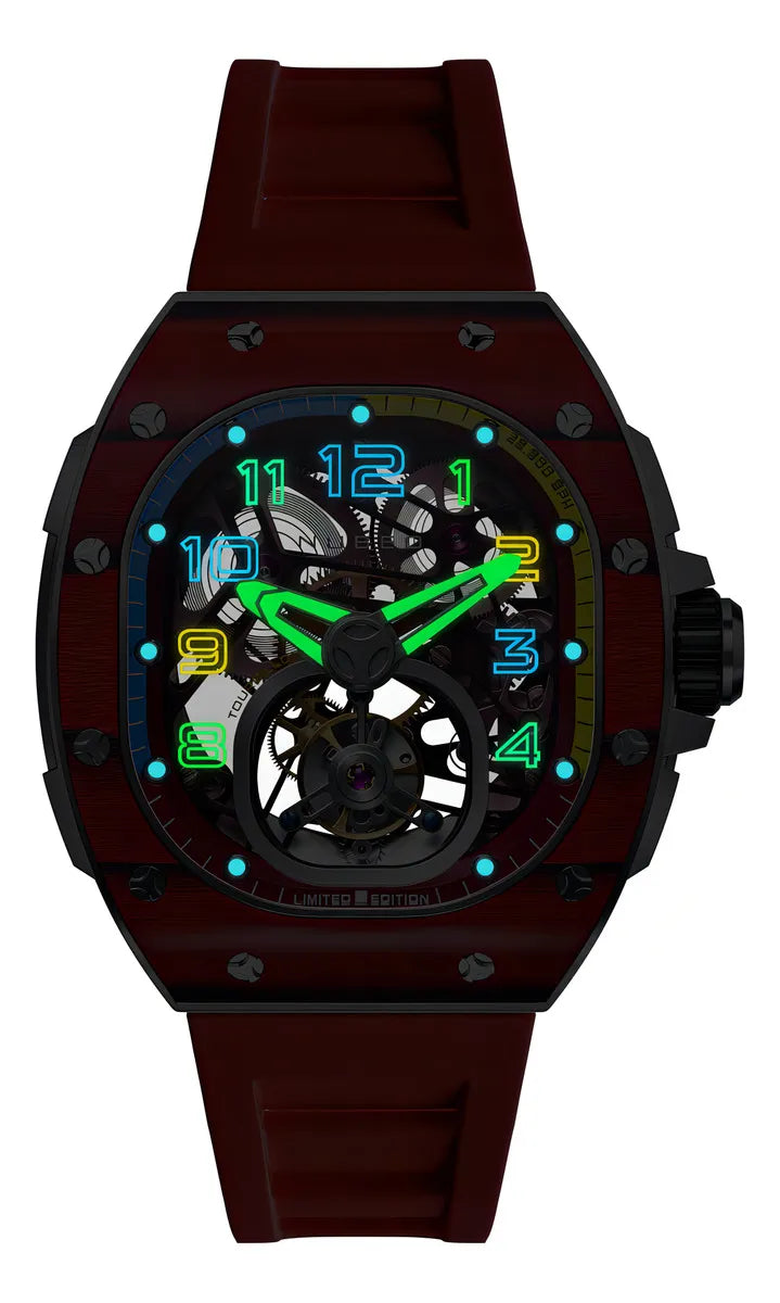 Reloj NUBEO Tourbilon Dark Red Edición Limitada Esqueletizado