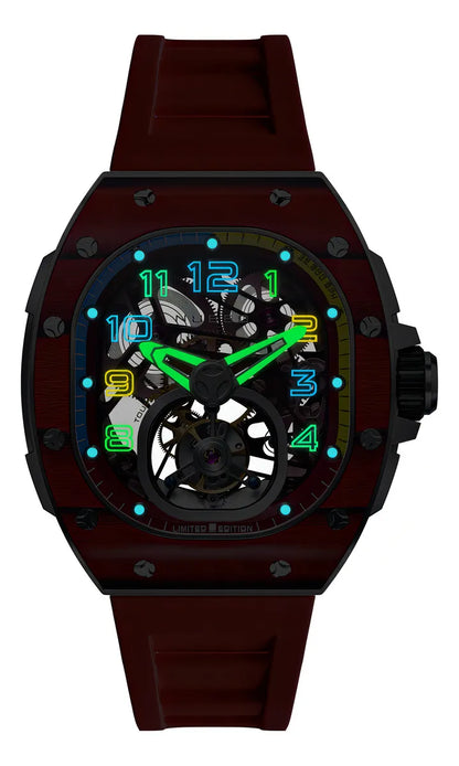Reloj NUBEO Tourbilon Dark Red Edición Limitada Esqueletizado