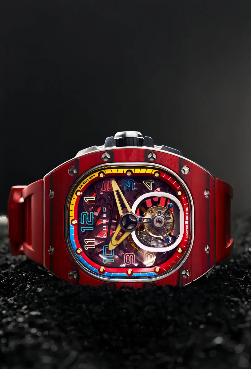 Reloj NUBEO Tourbilon Dark Red Edición Limitada Esqueletizado