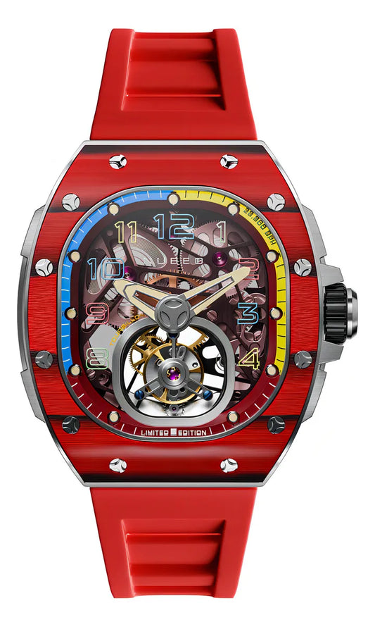 Reloj NUBEO Tourbilon Dark Red Edición Limitada Esqueletizado