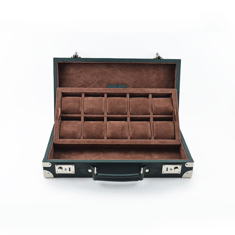 Tempomat Madrid, Green Saffiano leather watch box for collectors