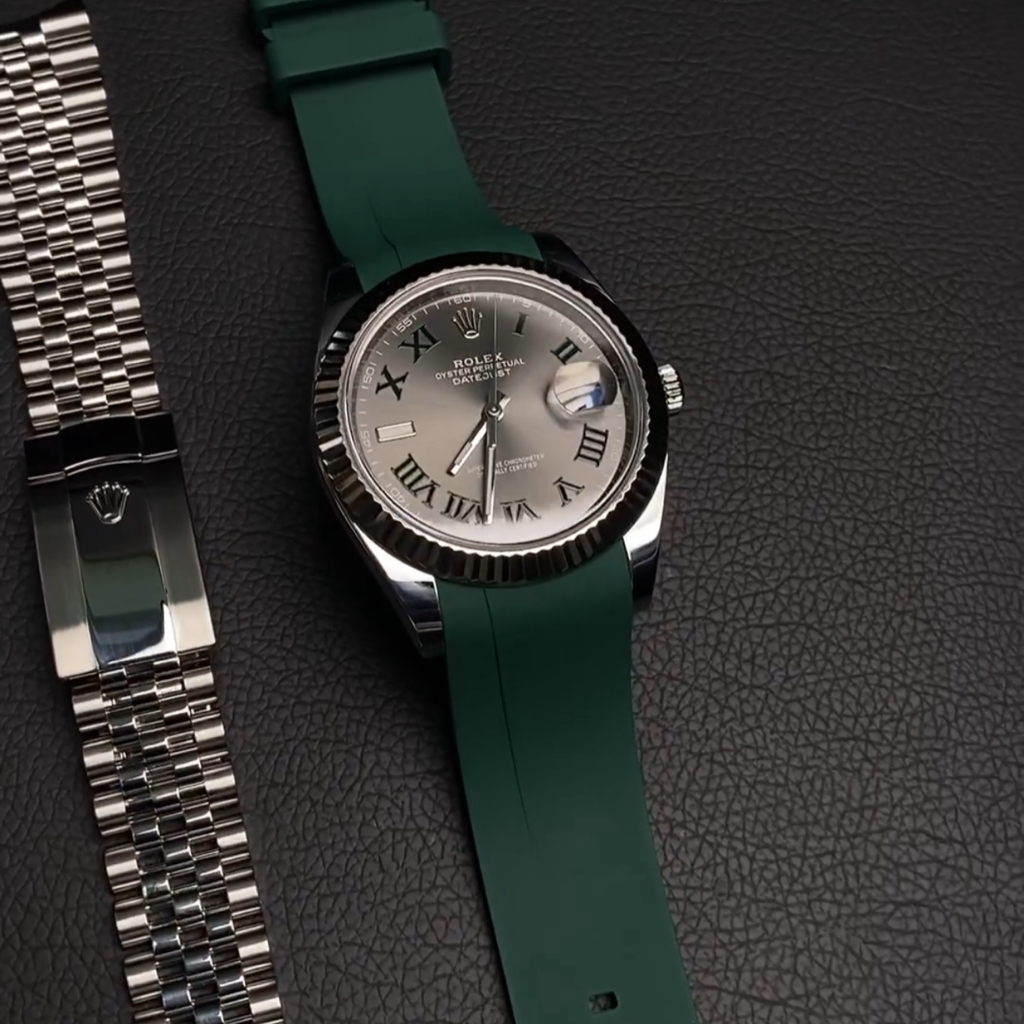 Tempomat Madrid, 21mm FKM Vulcanized Green rubber strap for rolex, 21mm FKM Vulcanized rubber strap for dajejust & oyster perpetual