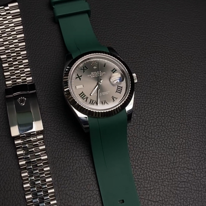 Tempomat Madrid, 21mm FKM Vulcanized Green rubber strap for rolex, 21mm FKM Vulcanized rubber strap for dajejust & oyster perpetual