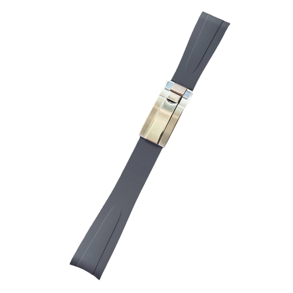 Rolex deployant rubber strap, FKM vulcanized rubber, Grey 