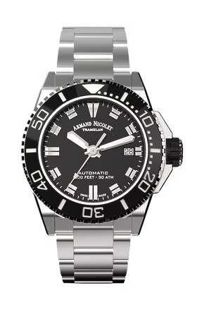 RELOJ DE PULSO PARA CABALLERO ARMAND NICOLET  DE ACERO COLOR ACERO NEGRO