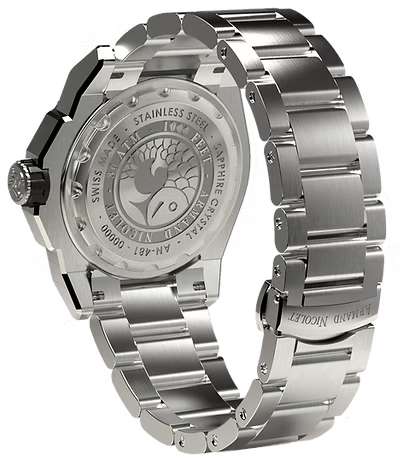 RELOJ DE PULSO PARA CABALLERO ARMAND NICOLET  DE ACERO COLOR ACERO NEGRO