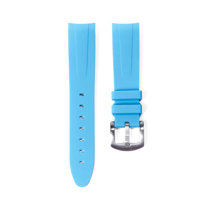 21mm Curved Ended Blue Marbella Rubber Strap