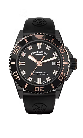 RELOJ DE PULSO PARA CABALLERO ARMAND NICOLET  DE CAUCHO COLOR NEGRO