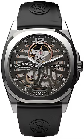 RELOJ DE PULSO PARA CABALLERO ARMAND NICOLET  DE CAUCHO NEGRO